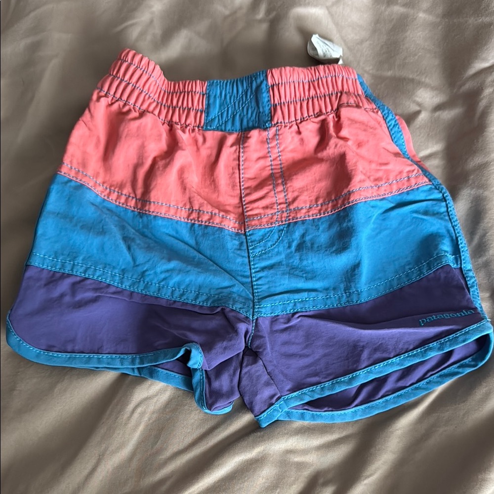 Patagonia Colorblock Shorts - Pink, Blue, and Purple